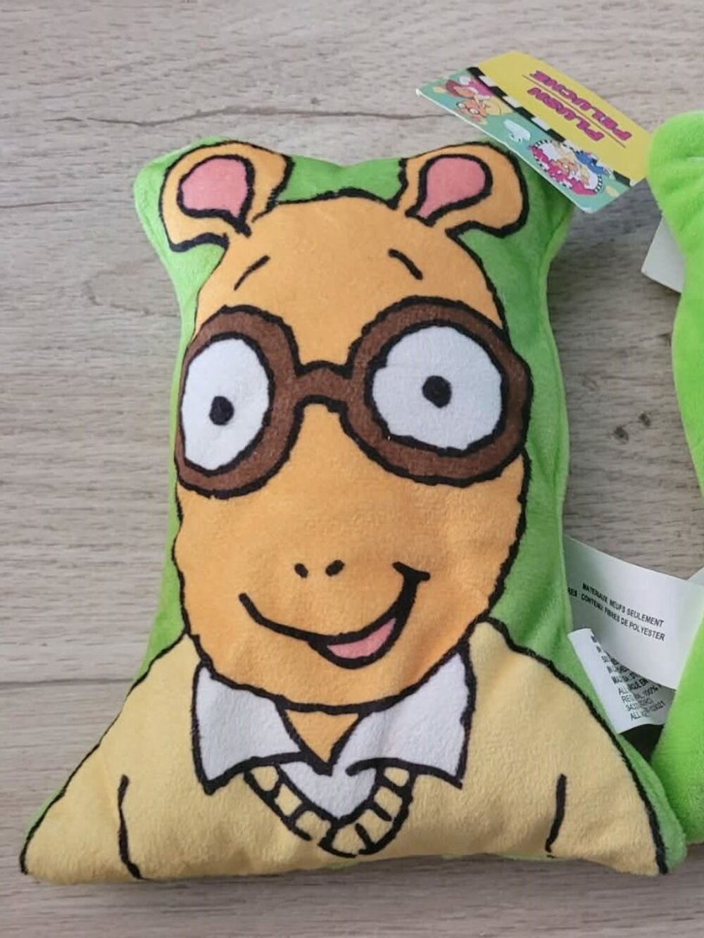 new PBS kids ARTHUR READ PLUSH head PILLOW aardvark